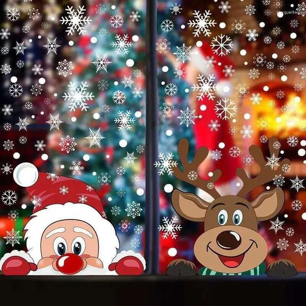 Window Christmas Decorations Decals Santa Snowflake Sticker Decoration Stickers Year Home DIY S