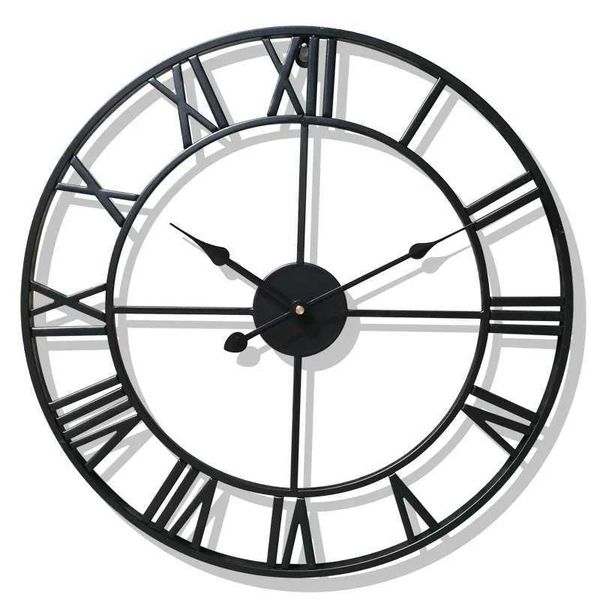 Large 3D Wall Clock Roman Digital Retro Round Metal Iron Precise Silent Nordic Hanging Decoration Living Room Decoration W250107