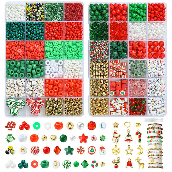 Christmas DIY Polymer Clay & Acrylic & Glass Beads: Bracelets Making Kits