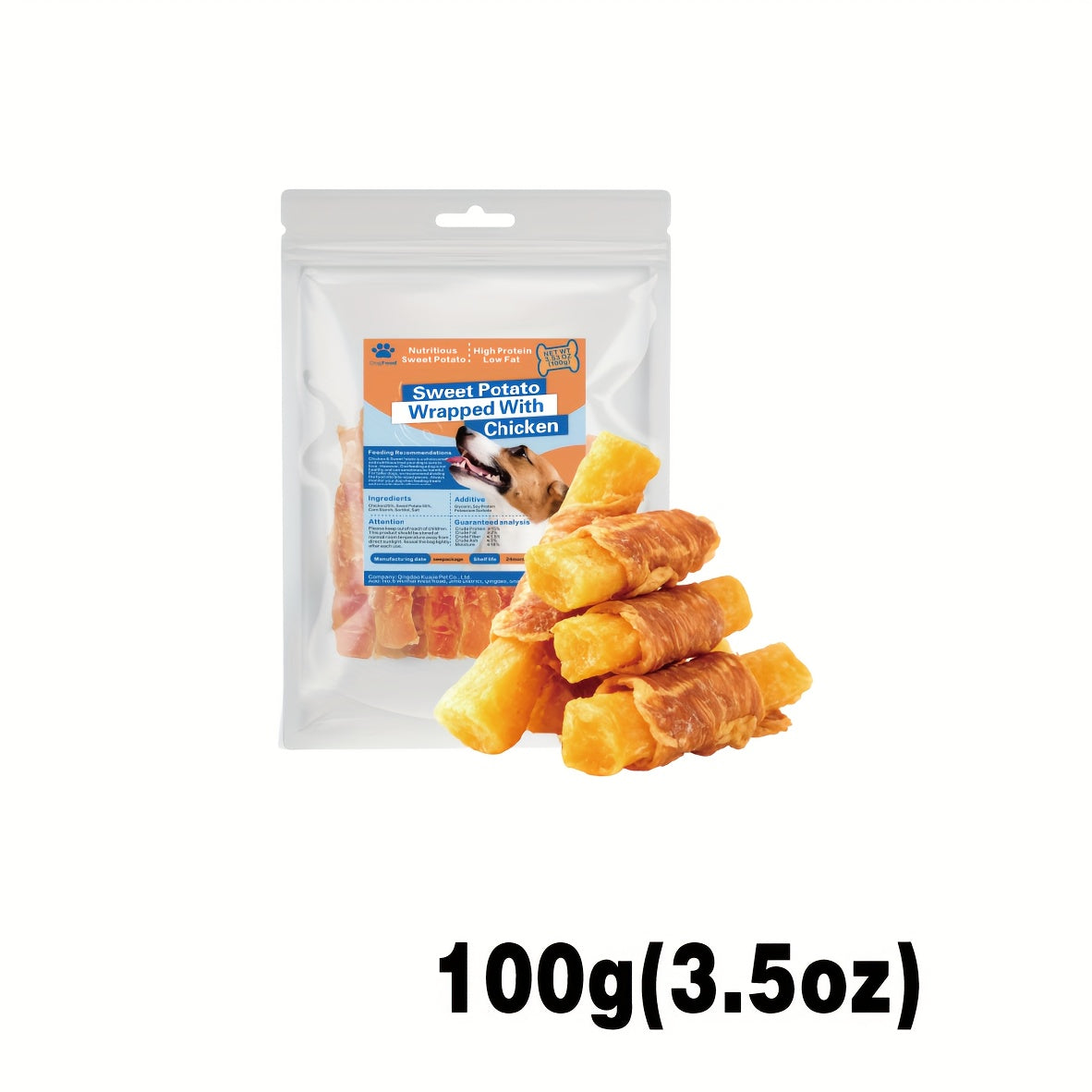 TEMU Sweet Potato Dog Treats Chicken Wrapped Fries, Chicken Wrapped Sweet Potato, Gluten And , , Nutrition