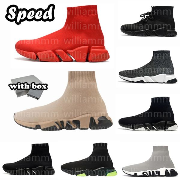 Fashion Socks Boots Paris Knit Shoes Designer Sock shoes Sports Trainers 2.0 Lace-up Trainer Casual Shoes Luxury Women Men Nude Glitter Graf
