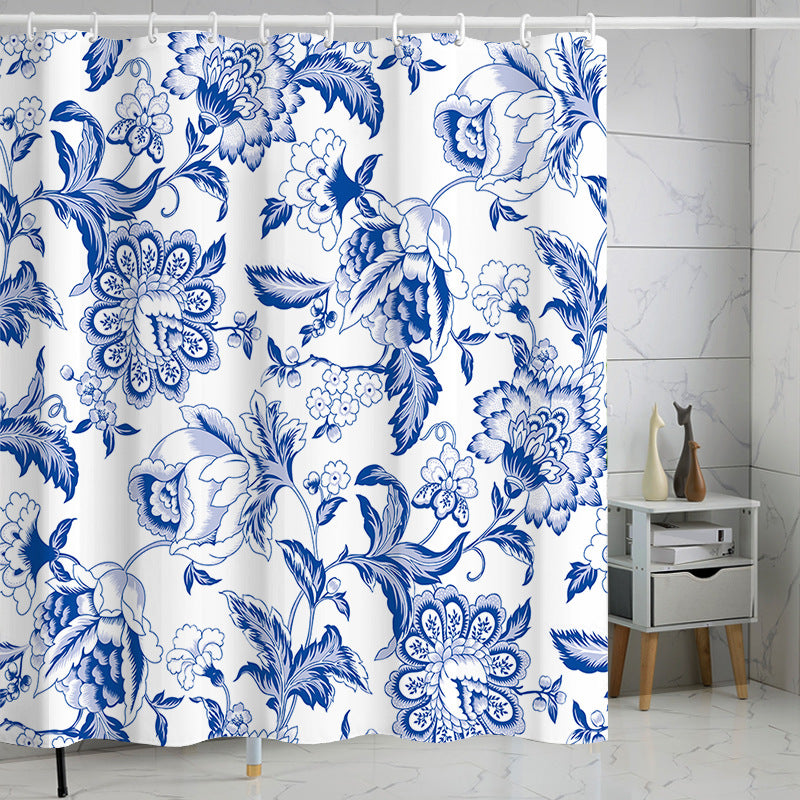 YL-37244 Waterproof Shower Curtain Hot Sale 3D Printed Tropical Jungle Plant Leaves and Flowers Season Polyester Shower Curtain with Hook