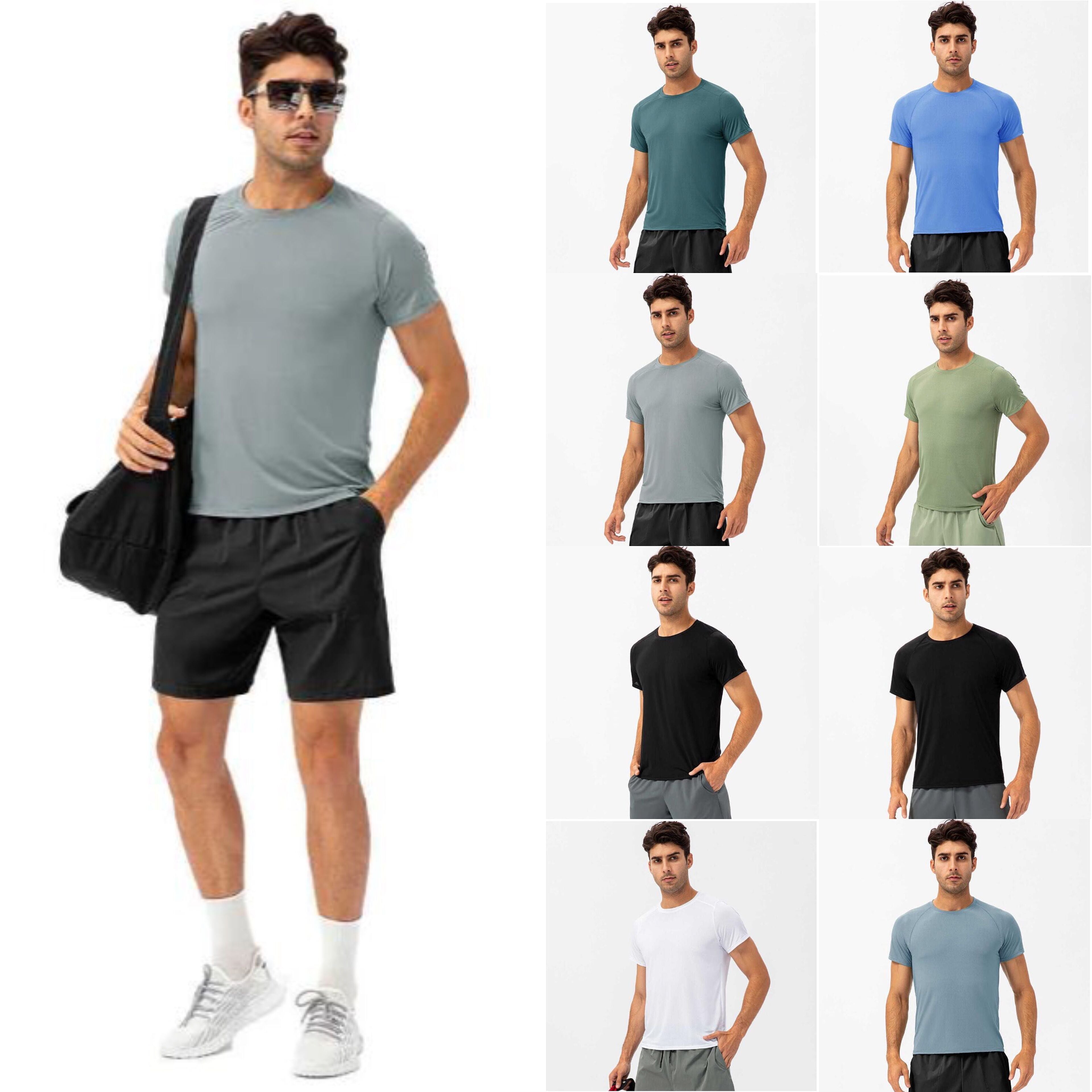 2025 Yoga Outfit Running ShirtsSweat-Wicking Performance Apparel Ensemble Durable Mens Activewear Shirt with Matching Trousers