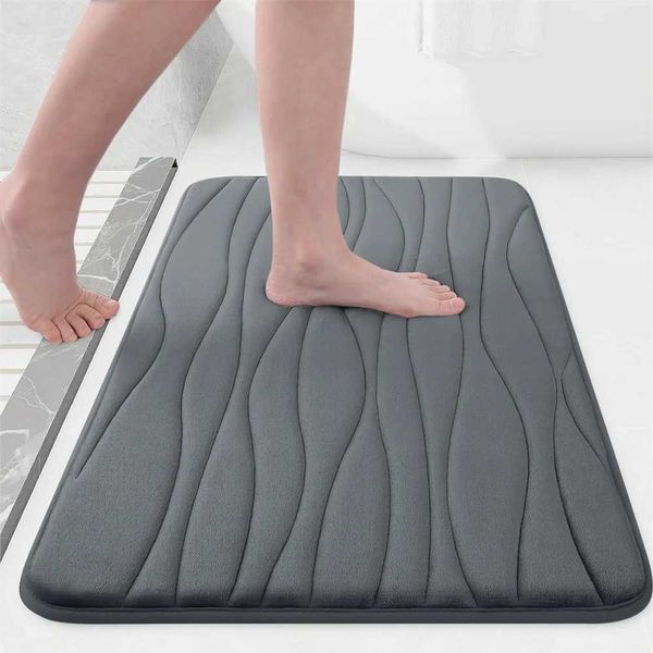 Kitinjoy Memory Foam Bath Mat Water Absorbent Bathroom Rugs Toilet Mat Floor Mat Thick Soft Carpet Non-Slip Machine Washable MatM240816