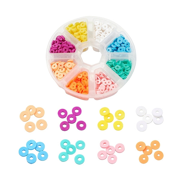 1120Pcs 8 Colors Handmade Polymer Clay Beads