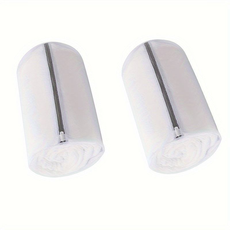 TEMU 2pcs Heavy-duty Non- Polyester Laundry Bags - Oval Mesh Wash Pouches With Zipper Closure For Sneakers, Running Shoes, Socks, Bras - Machine