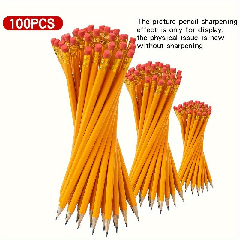 TEMU 100 Yellow Pencils With Erasers
