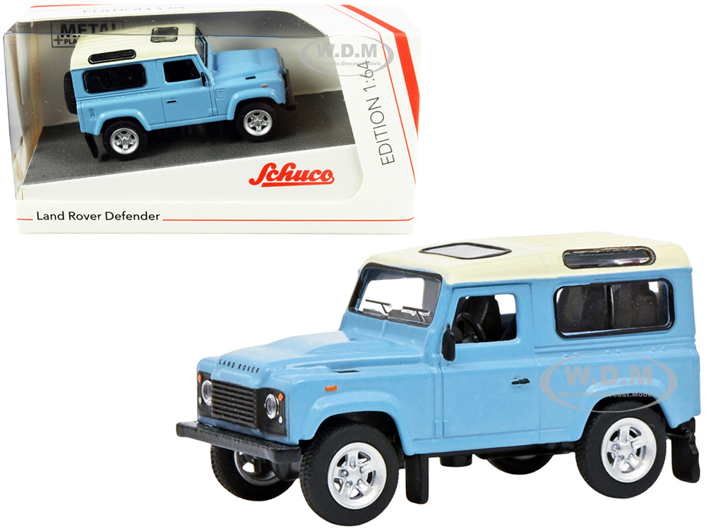 Land Rover Defender Light Blue with Cream Top 1-64 Diecast Model Car by Schuco