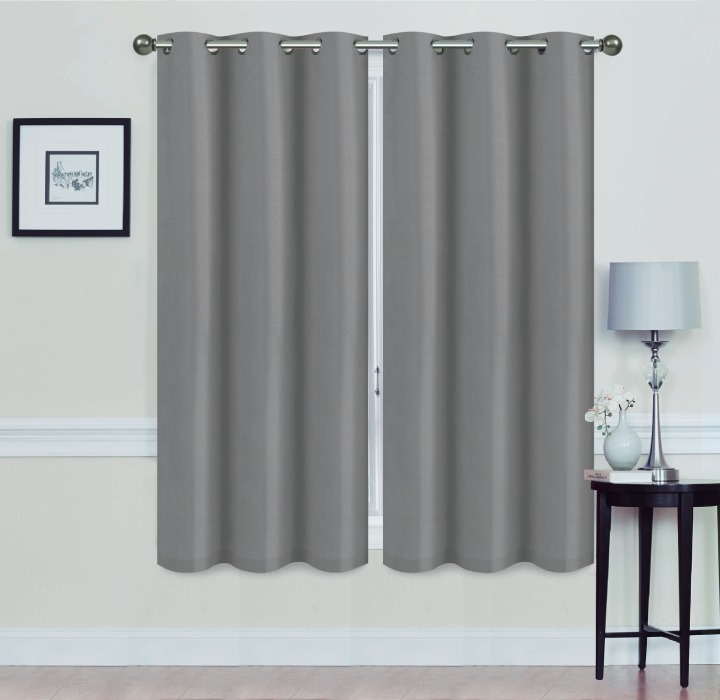 Madonna Blackout Grommet Curtain Panels (Set of 2) - 63" GRAY