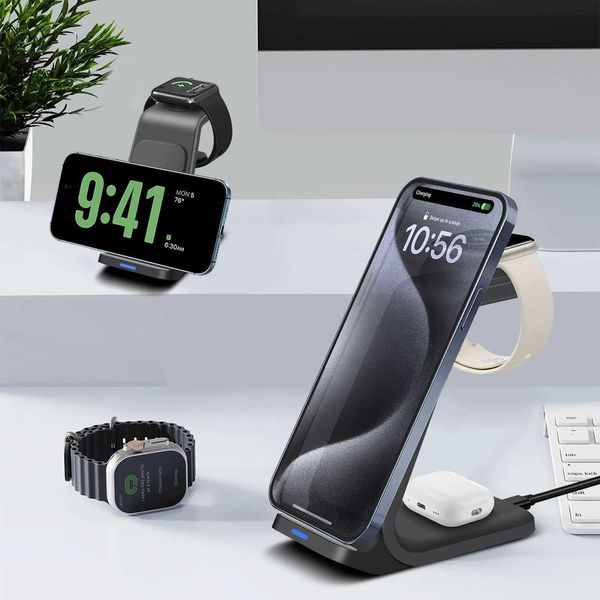 Wireless Charger Stand For IPhone 15 14 13 12 11Watch 3 In 1 Fast Charging Dock Station for Airpods Pro 2 3 IWatch 9 8 7 6M240731