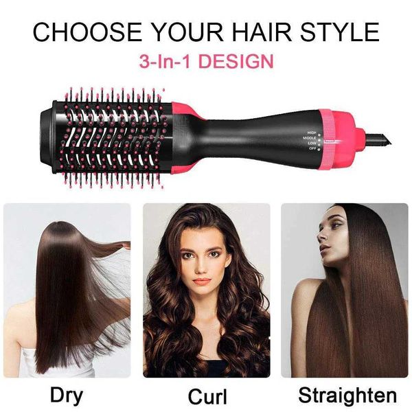 3-in-1 Hair Dryer Brush Volumizer Salon Hot Air Brush Fast Drying Straightening Curling Z250122
