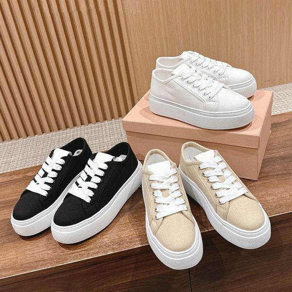 Fabric Canvas platform casual shoes Round toe Lace-up Low-top Tennis shoes sneakers Athletic shoe Luxury designer platform shoes for womens
