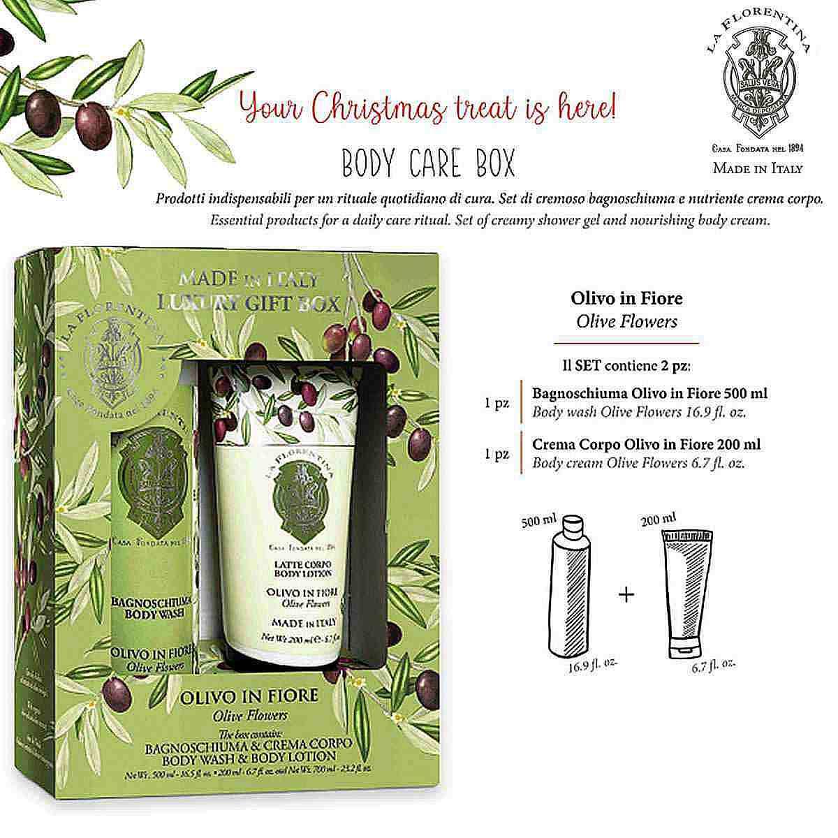 Gift Set La florentina bubble bath 500 ml + 200ml body olive tree in bloom
