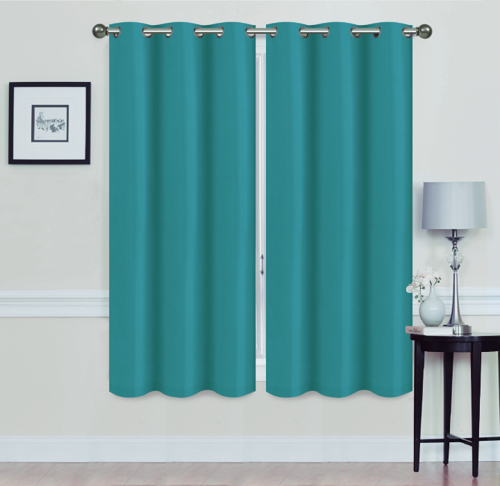 Madonna Blackout Grommet Curtain Panels (Set of 2) - 63" TEAL