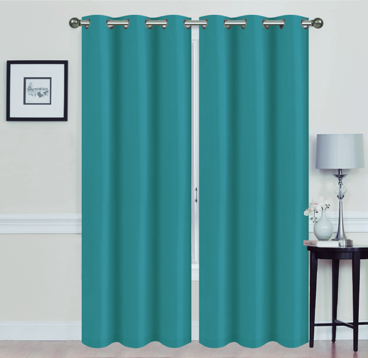 Madonna Blackout Grommet Curtain Panels (Set of 2) - 84" TEAL