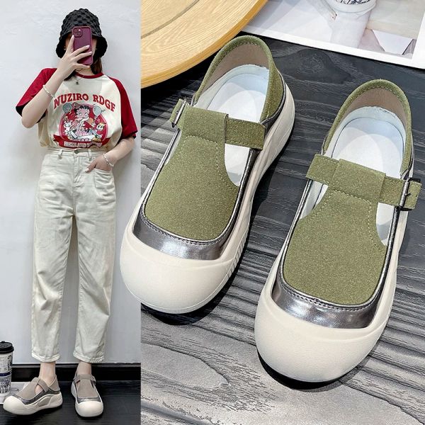 Thick Summer Sole Elevated Sandals Bag Head 2024 New Hollow Breathable Leisure Retro Women&#039;s Single Shoes 14d2