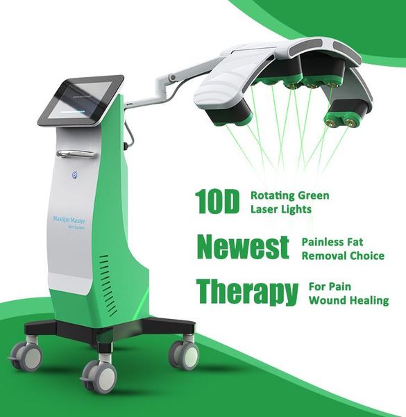 Newest Painless Fat Removal boby slimming machine 10D Rotating Green Light Laser Therapy Equipment Form max lipo Slimming