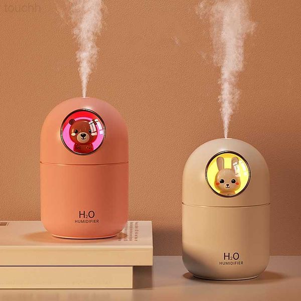 Humidifiers Humidifiers Lovely Cartoon Rabbit Bear Air Humidifier USB Ultrasonic Cool Mist Aroma Diffuser with Colorful LED Light Mini Humid