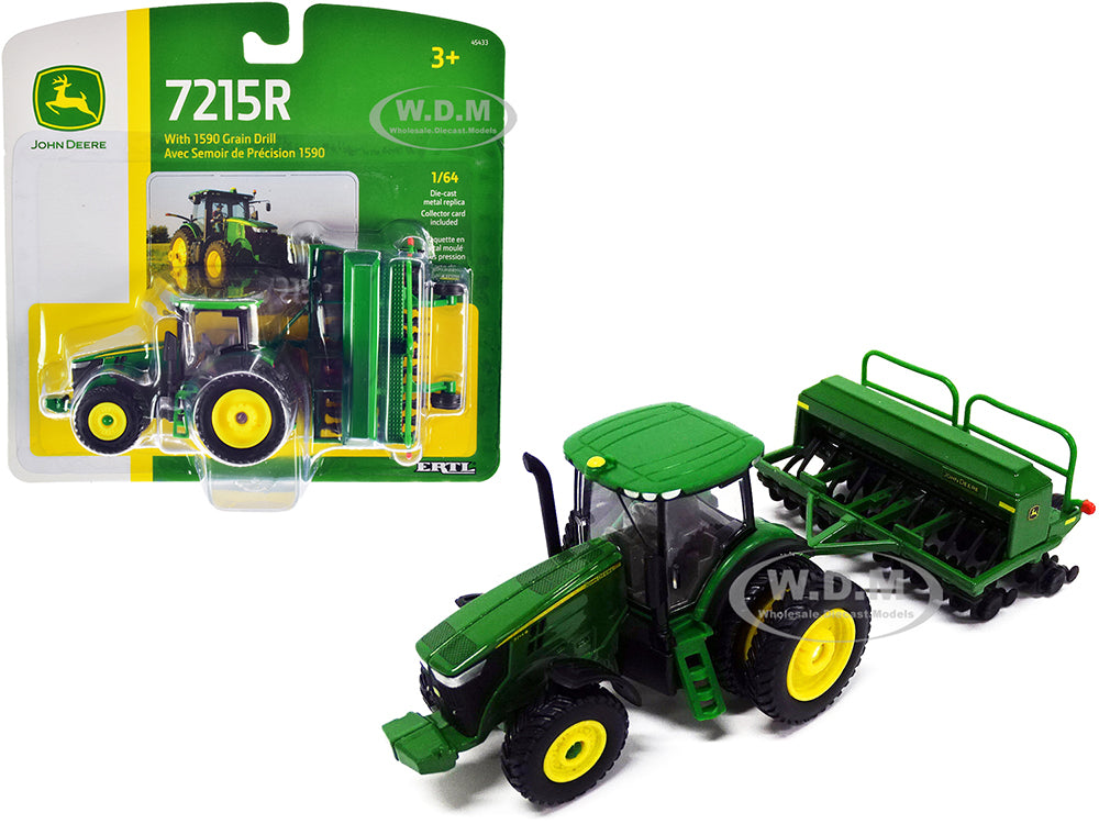 John Deere 7215R Tractor with John Deere 1590 Grain Drill 1-64 Diecast Models by ERTL TOMY