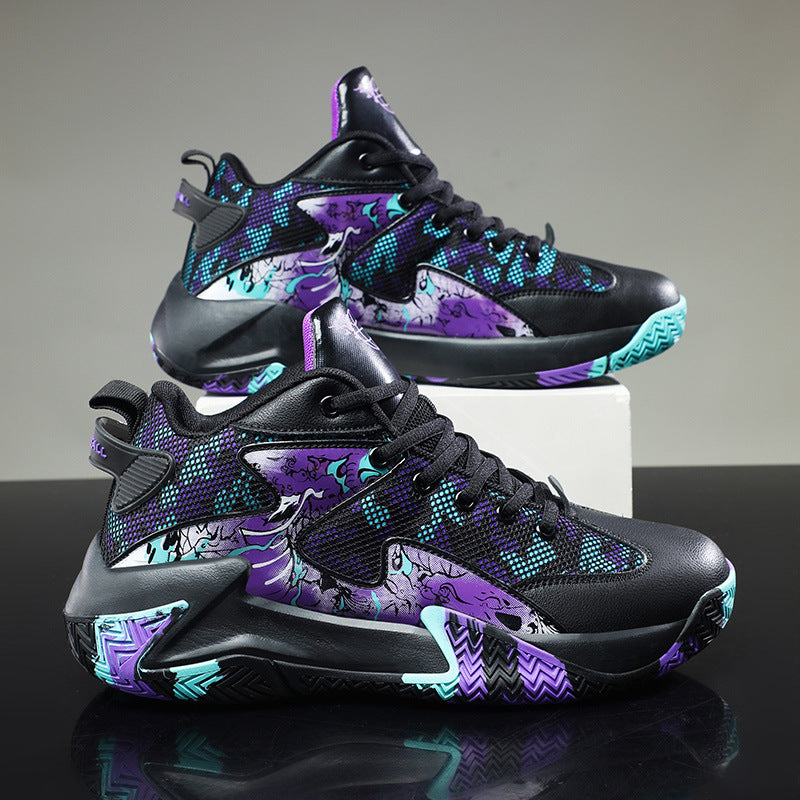 Outdoors Basketball Shoes Men: Black, Blue Purple, Breathable Sport Shoe, Comfortable & Wear-Resisting Design, Ideal for Outdoor Games dh2674060