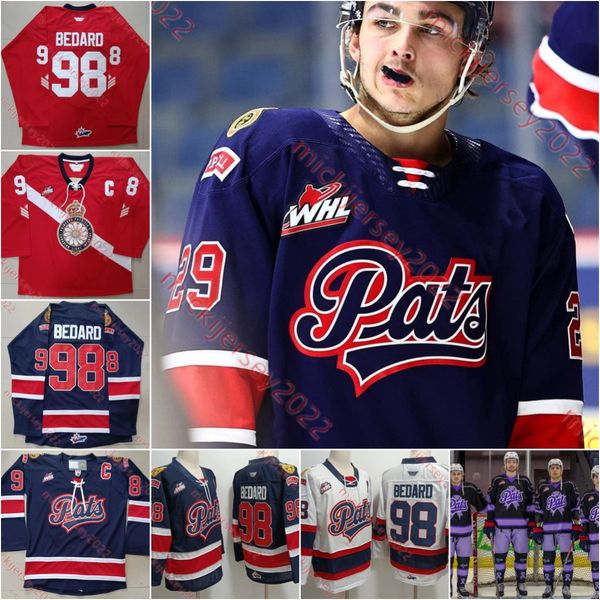 Connor Bedard Parker Berge Regina Pats Hockey Jersey Custom Tanner Brown Layton Feist Riley Ginnell Omen Harmacy Navy Mens Youth Stitched Re