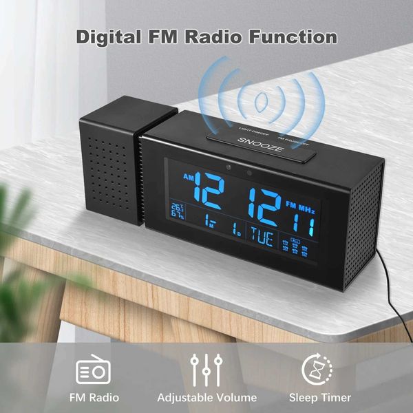 Alarm Clock Digital Electronic Clock LCD 7 Backlight Colors Humidity Temperature Display with Snooze Night Light FM Radio Y250114