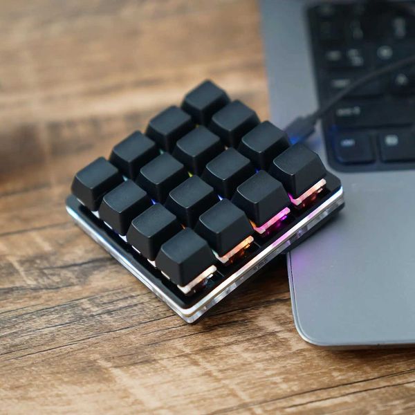 16 Key Black Mini USB Mechanical Keyboard Gaming Programming Custom Shortcut Keyboard Keycaps On Sayo Device Programmable MacrosM240715