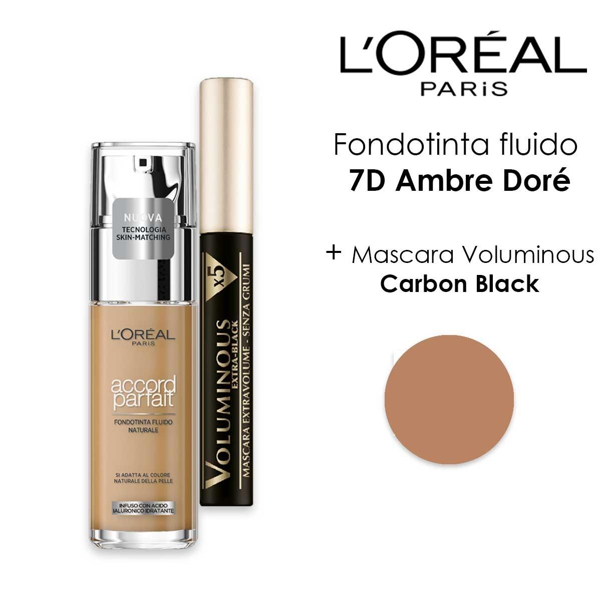L'oreal foundation accord parfait 7d + mascara voluminous black coal