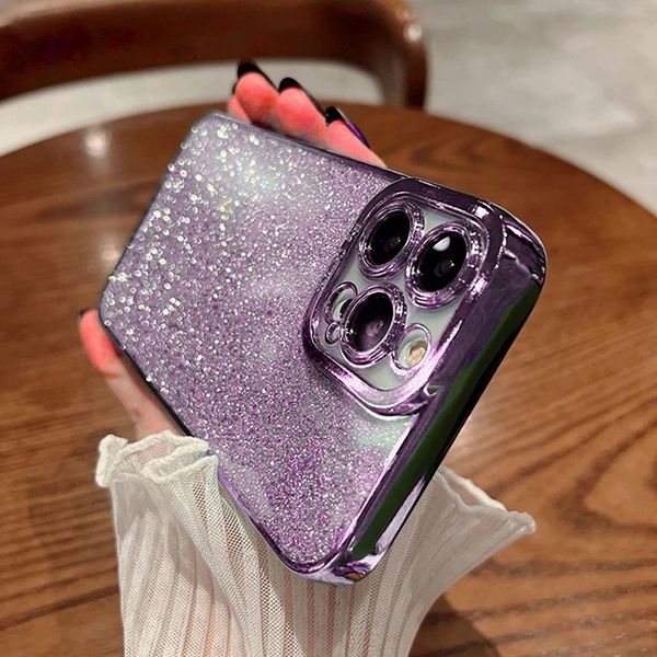 Luxury Square Plating Glitter Case For iPhone 15 11 13 14 12 Pro Max Mini XS XR X 7 8 Plus SE Soft Silicone Transparent Cover
