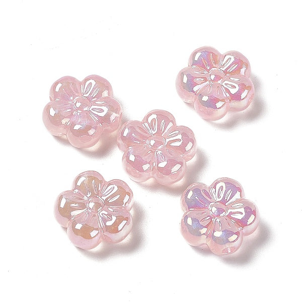 Placage uv perles de fleurs acryliques irisées arc-en-ciel