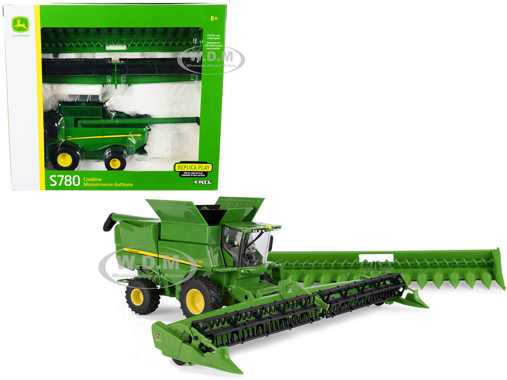 John Deere S780 Wheeled Combine with Corn Head and Draper Grain Head 1-32 Diecast Model by ERTL TOMY