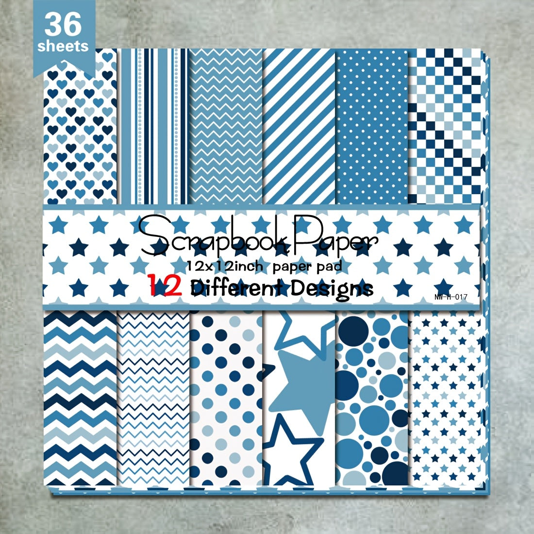 TEMU 36 Sheets 12"x12" Diy Blue 5 Pointed Star Paper, Material Paper Colorful Decorative Gift Scrapbooking Supplies Kit Aesthetic Decorative Gift