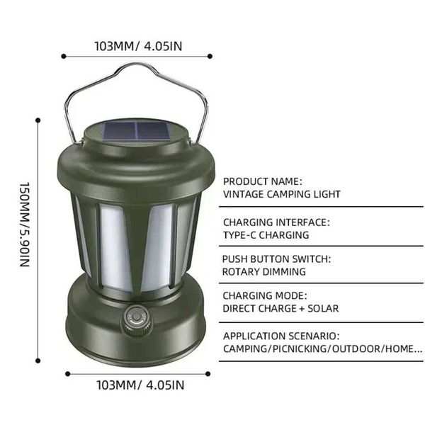 New Arrival New retro lamp cam lamp portable flashlight tent lamp relay dimming travel outdoor lighting Z241121