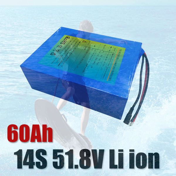 14S 51.8V 48V 60ah Lithium Ion Battery For 52V Efoil Surfboard Surfing Board Entertainment SeaScooter Hydrofoil Jet Board