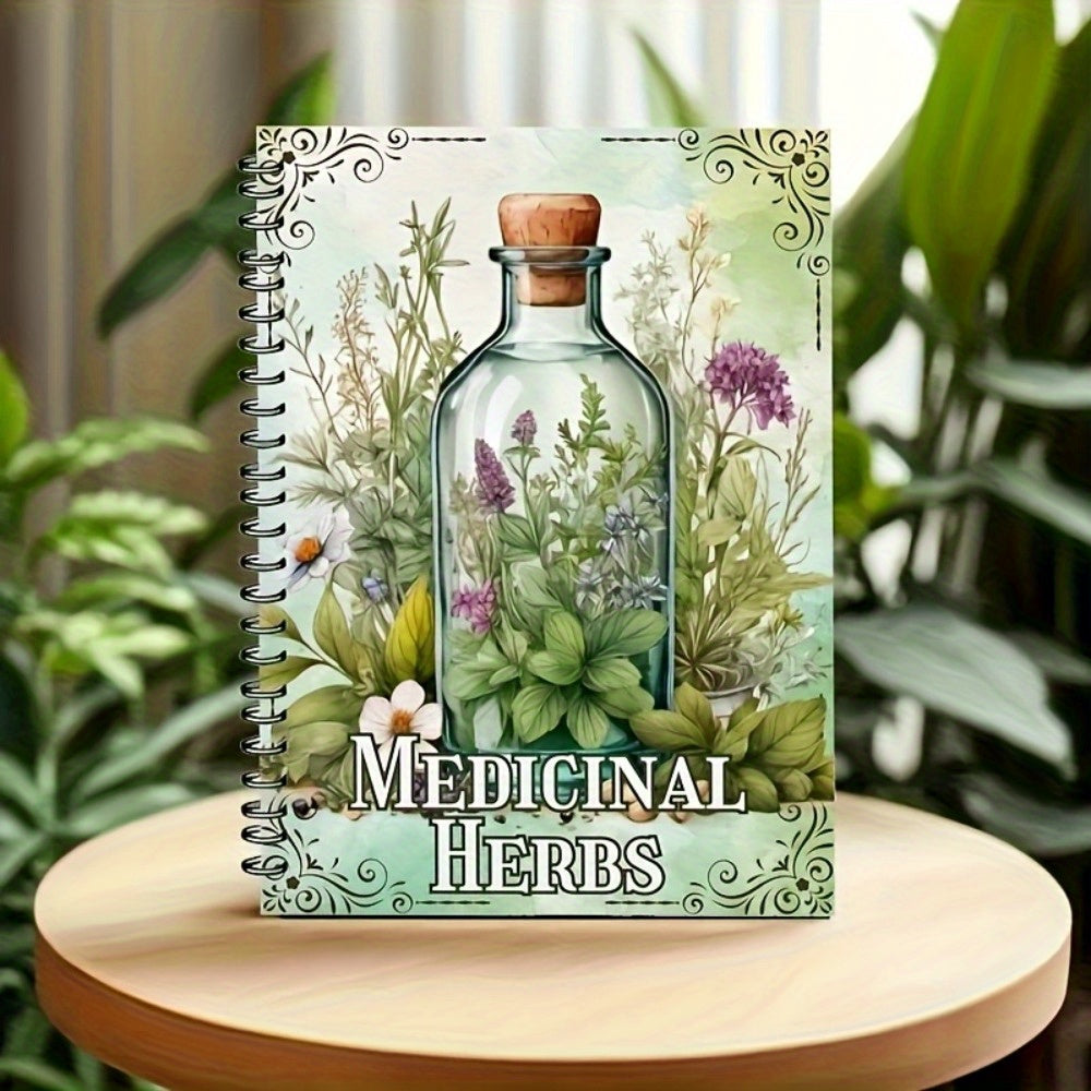 TEMU Medicinal Herbal Spiral Notebook - 28-page Herbal Collection Workbook With 27 Botanical Illustrations, & A-z Herbal Medicine Chart | Journal For