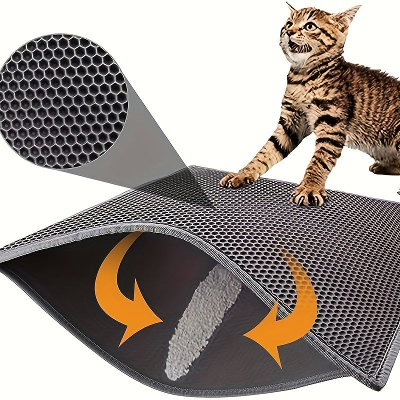 TEMU 1 Cat Litter Mat, Washable Eva Anti-splashing Trapping Pad With Heat Design For Cleaner Floors - Gray, Cat Litter | Mat|eva Material, Cat Litter