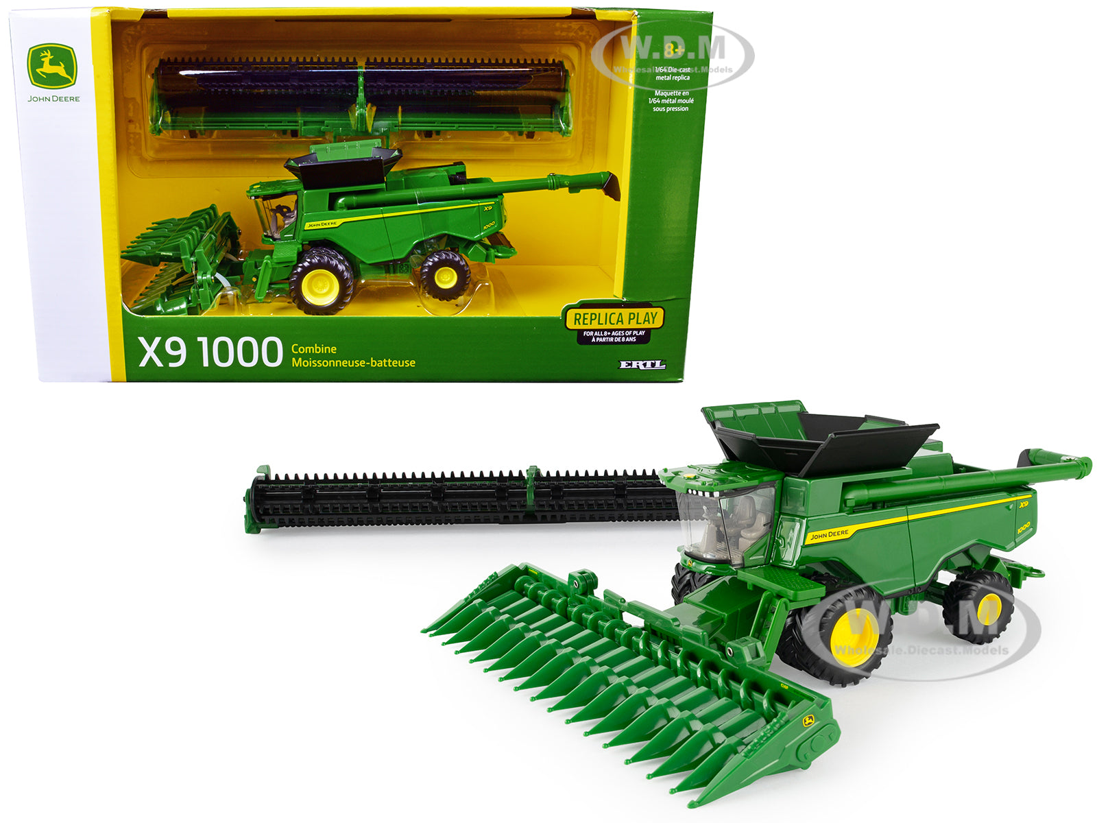John Deere X9 1000 Combine with 12-Row Corn Head and Draper Grain Head 1-64 Diecast Model by ERTL TOMY
