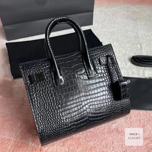 Designer luxury nano classic shoulder bag crocodile skin genuine leather women lady bags envelop tote messenger handbag purse wallet mirror