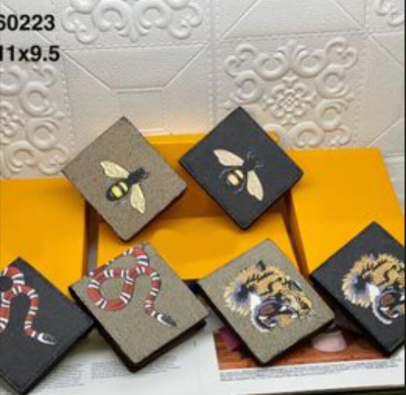 High quality men animal Short Wallet Leather black snake Tiger bee Wallets Women Long Style Purse Wallet card Holders with Cards gift box