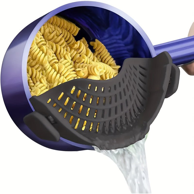 TEMU 1pas Clip-on Silicone Strainer For Pots And Pans - Pasta, Vegetable And Fruit Strainer With Metal Clip, Food-grade Silicone, Resistant To