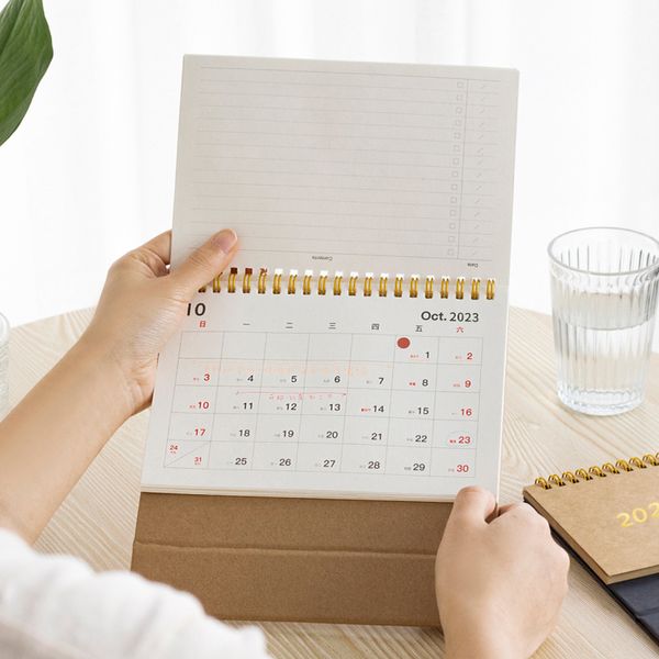 Yoofun Simple INS Style Desk Standing Calendar 2024 Portable Calendar for Office Supplies Table Top Calendar Stationery