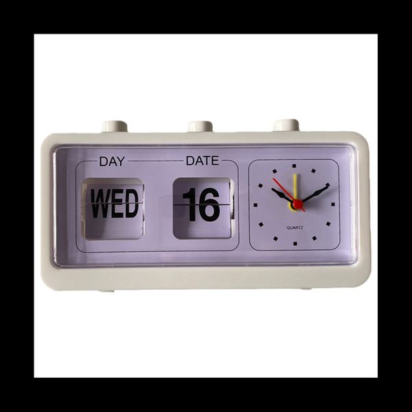Desk Table Clocks Mechanical Alarm Clock Novelty Flip Clock Desktop Digital Clock with Calendar Clock Home Decor Retro Decor White 230804