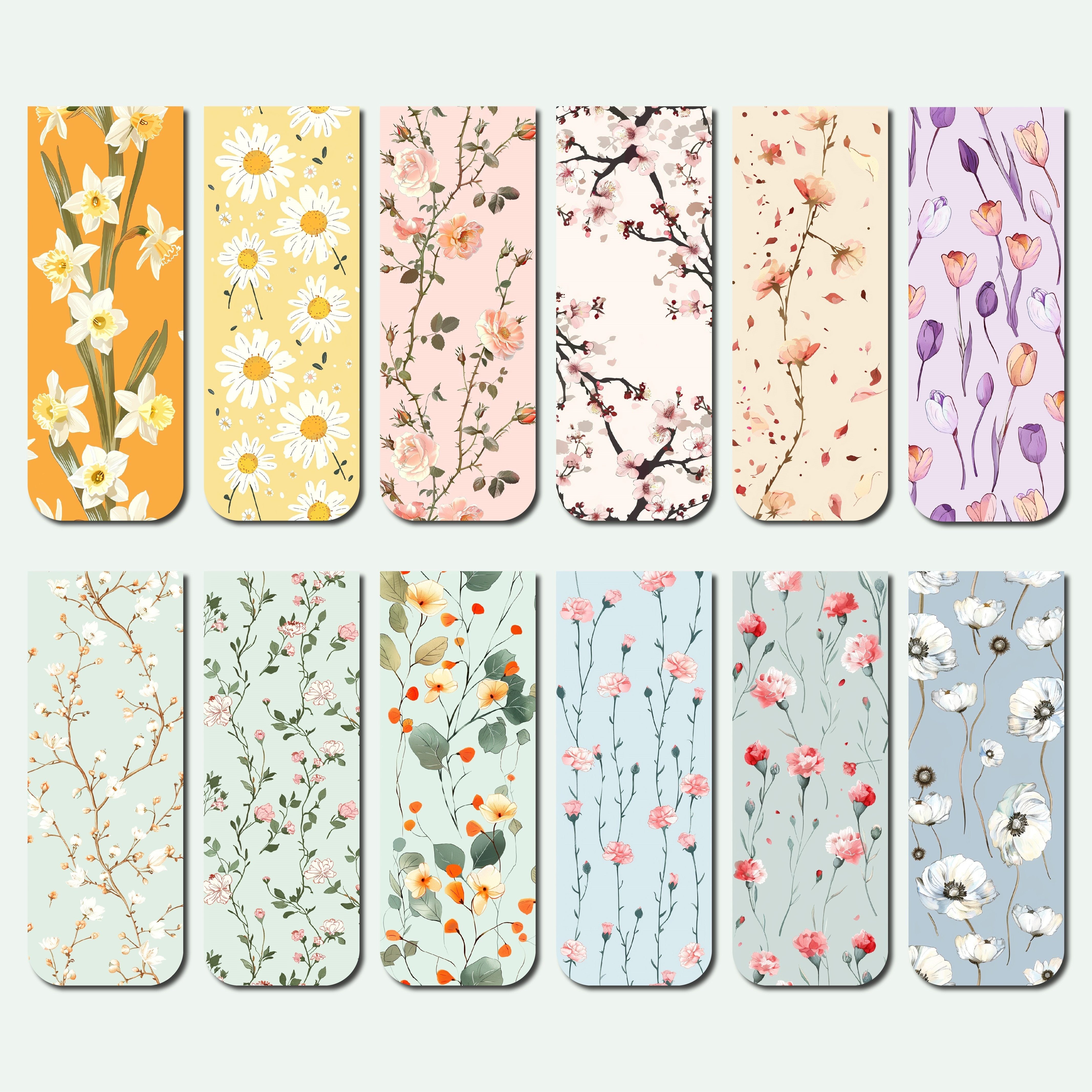 TEMU 12pcs Floral Magnetic Bookmarks, Assorted Flower Theme Paper Page Markers, Aesthetic Gift For Women Readers And Students, With Office And School