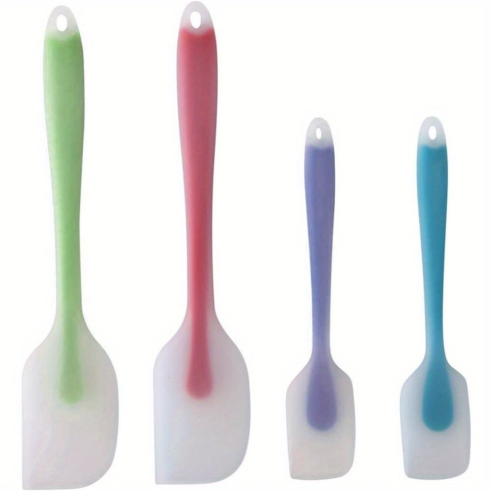 TEMU Silicone Spatulas Set Of 4 - Heat Resistant Flexible Rubber With Solid Stainless Steel Essential Gadget Premium Scraper Spoon Set - Seamless,