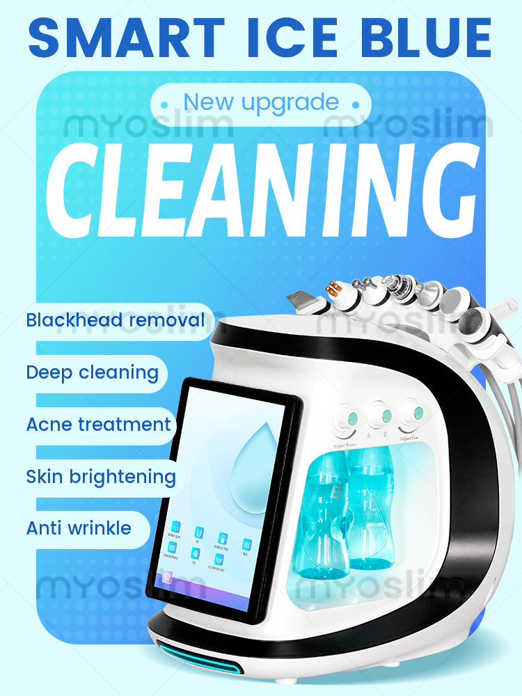 Water Hydra Dermabrasion Machine Oxygen Ice Blue Smart Jet Aqua Peeling Small Bubble Microcurrents for Facial Cleansing Professional Device