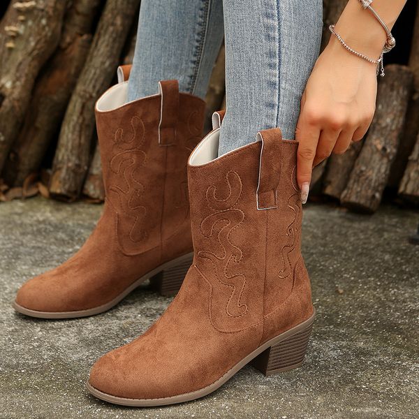 Winter Women Square Heel de salto médio Botas de tornozelas com zíper Fashion Office Shoes 2a4e