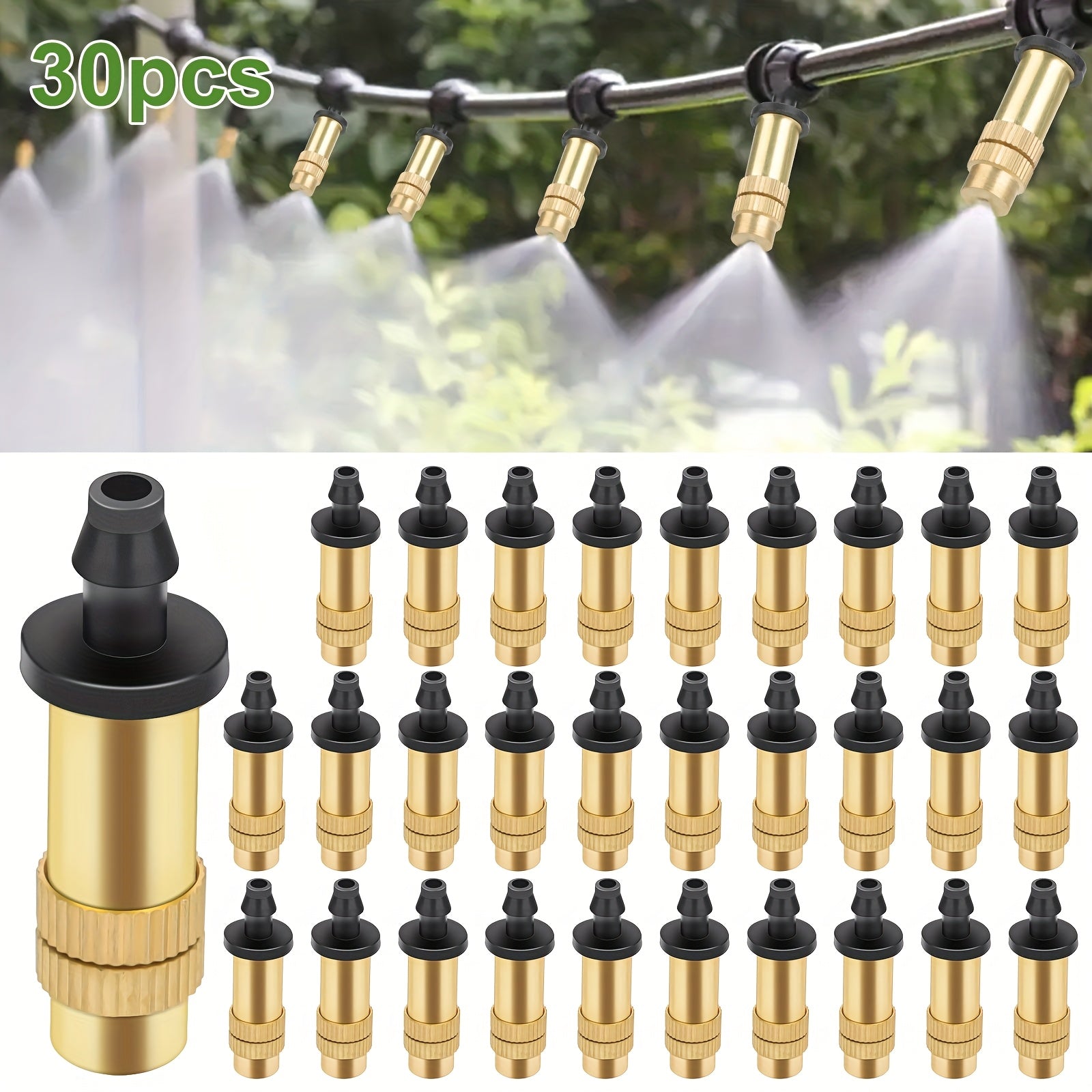 TEMU 30pcs Adjustable Copper Atomizing Automatic Watering Flower Sprinklers, Irrigation Drip Irrigation System, Spray Gardening Watering