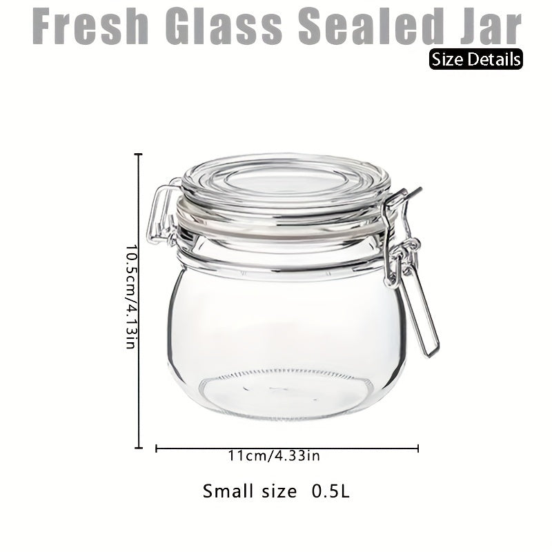 TEMU Kitchen Utensils Glass Jars With Sealing Lids Combination, Large Rimmed Glass Jars, 204 Stainless Steel Coils, Food Grade Silicone Leather