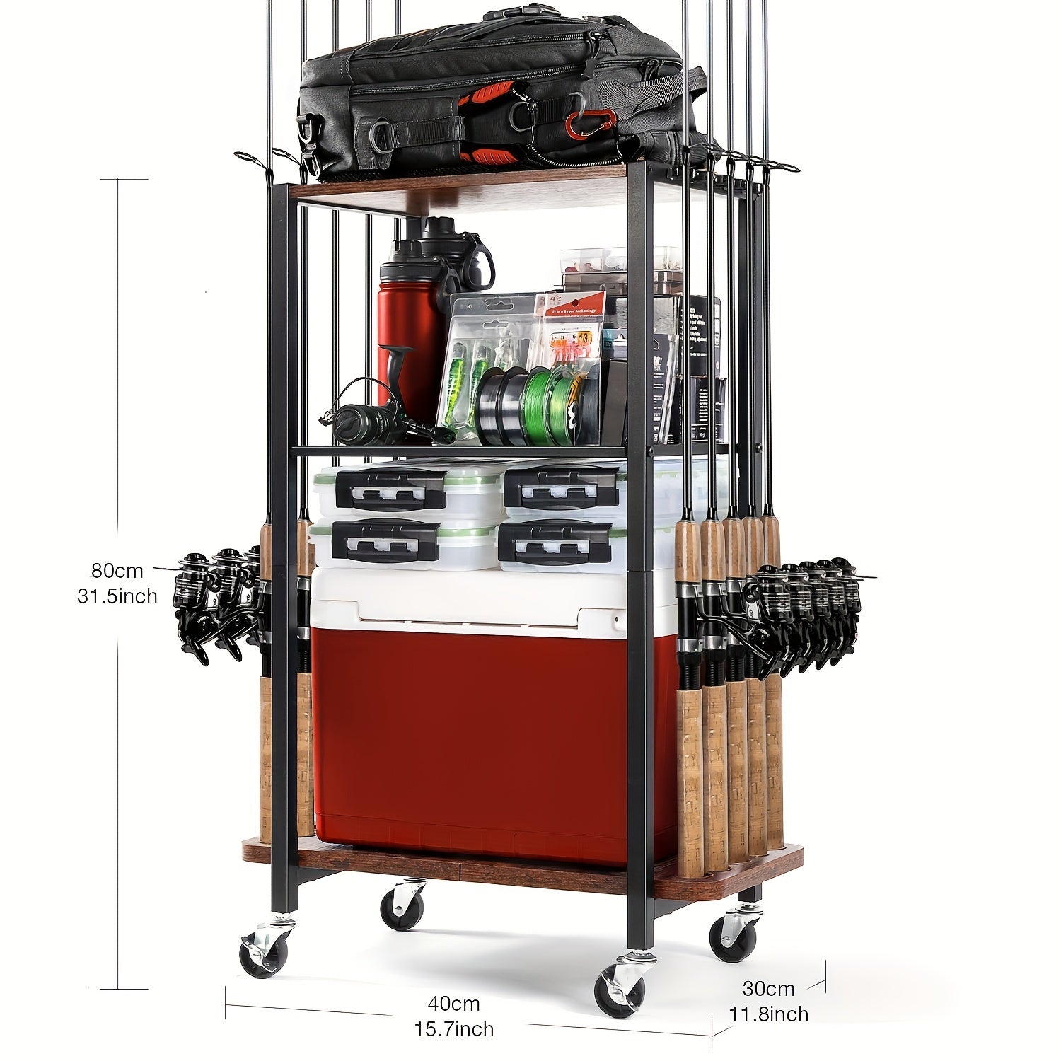 TEMU Ghosthorn Fishing Rod Holders For Garage, Fishing Gear And Equipment Rotating Tackle Storage Cart, Pole Rod Rack Hold Up To 10 Rods, Fishing Rod