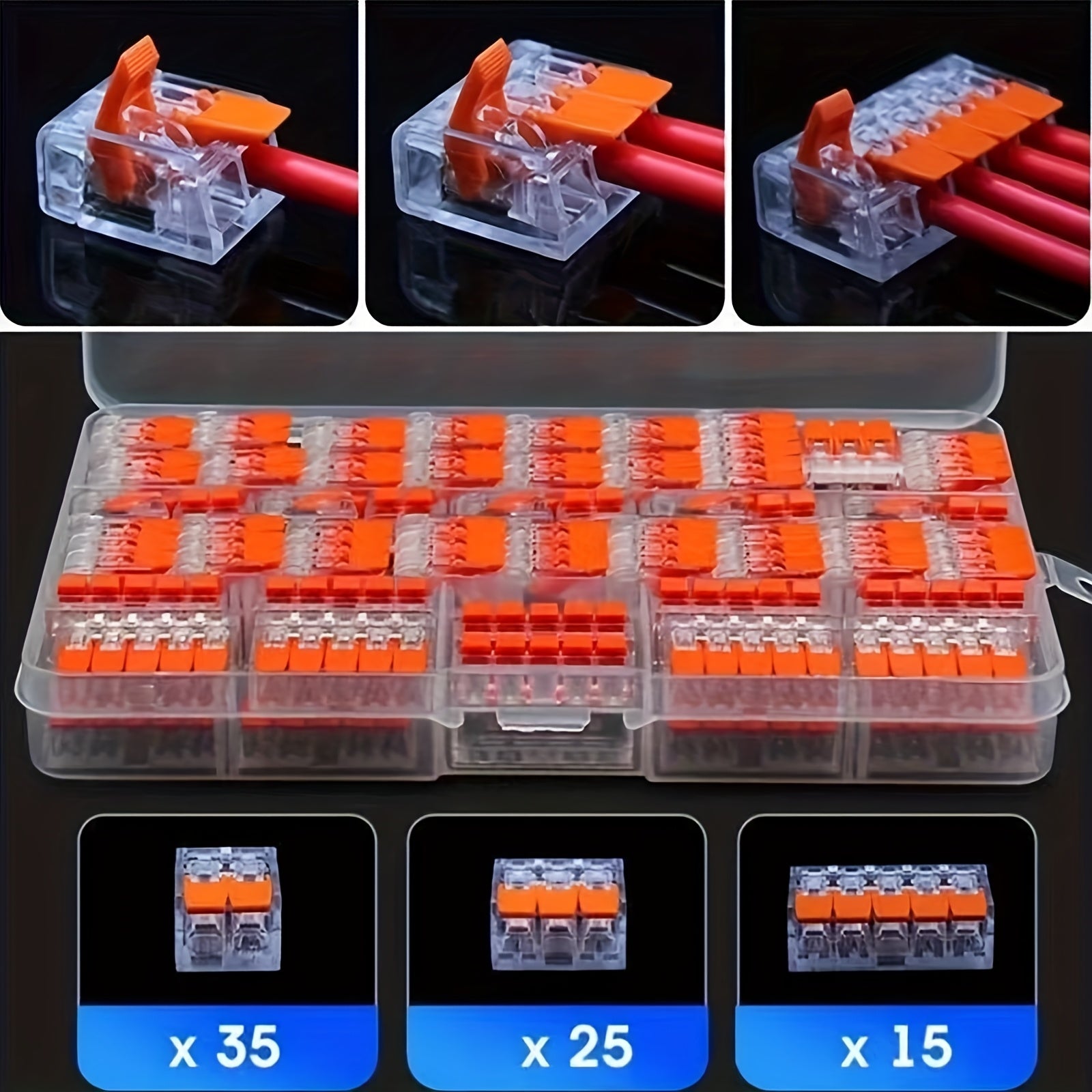 TEMU 75pcs Professional Electrical Connector Kit - Lever Nut & Push-in Terminals For 28-12 Awg Wires With Push-in Electrical Terminal Connectors For